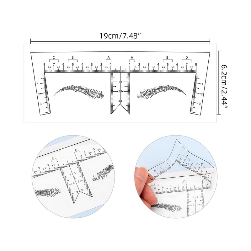 100PCS Eyebrow Ruler Stencils Clear Scale Transparent Adhesive Eyebrow Designer