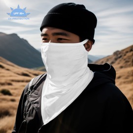 TClian Balaclava Neck Gaiter with Ear Loops Scarf Bandana UV Sun Protection Outdoors Face Mask Cover for Women Men(White)