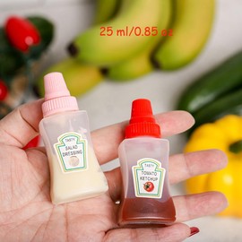 8 Botellas de Ketchup Mini para Apretar, 25 ml, Caja Bento, Miel, Mostaza, Ensalada, Salsa, Condimento, Envase de Aderezo (8 Pcs)