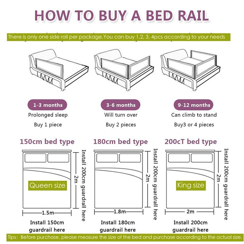 U/D Bed Rails for Toddlers/Kids - Extra Long and Tall