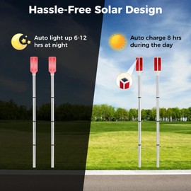 yeesport 5 PCS Solar Driveway Markers, 37'' Solar Powered Driveway Warning Lights, Driveway Markers Lights with Detachable Poles Stakes, Reflective Driveway Markers for Snow Road Night Drive