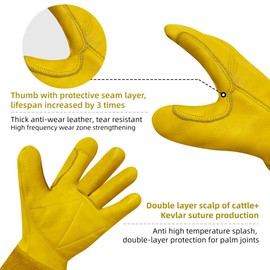 luvaswel Tig Welding Gloves for Men and Women - 100% Cowhide Leather, TIG Dedicated, Comfortable Breathable & Flexible, Multiple Sizes for Welding, Construction, Farm