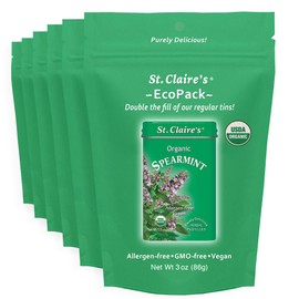 St. Claire’s Organic Spearmints – 6-Pack EcoPack, 3 oz Each | Certified Organic, Vegan, Gluten-Free, Allergen-Free, Non-GMO, Low Calorie, Plant-Based | Made in USA