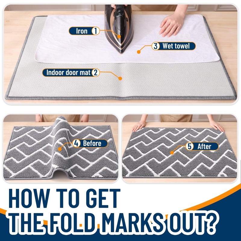 OLANLY Front Door Mat, Non-Slip Rubber Backing, Dirt Resistant and