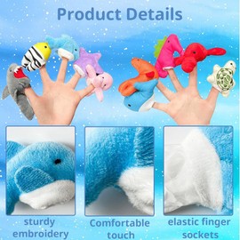 ZEPIQOR 10 Pcs Fingerpuppen Baby Mitgebsel Kindergeburtstag Finger Plüschtier Set Jungen und Mädchen Geschenke für Weihnachten Oster und Kinderparty（Meerestiere）