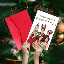 TQDaiker Friends Christmas Card, Friendship Xmas Card for Friend Bestie, Funny Christmas Card, Holiday Card, “The One Where It’s Christmas”