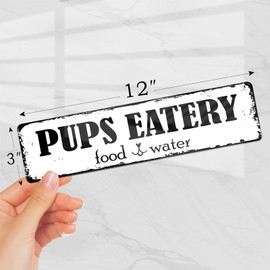 12x3 Inch Pups Eatery Sign Dog Corner PC Signage for Outdoor Indoor Pet Living Spot Pet Lover Gift