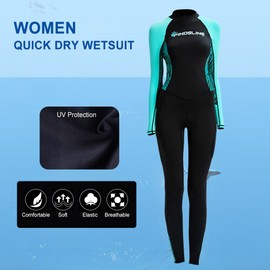 Women Quick Dry Swimsuit One Piece Long Sleeves Swimsuit for Summer Water Sports