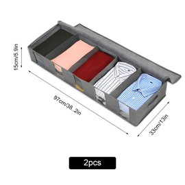 2 Stück Unterbettkommode, mit Abnehmbaren Trennwänden, Staubdicht, Feuchtigkeitsbeständig, Faltbare Bettdecken-Aufbewahrungstasche für Daunendecken, Decken, Kleidung, Kleiderschrank Organizer
