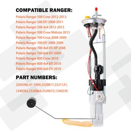 2204306 Fuel Pump Assembly Compatible with 2009-2011 Polaris Ranger 500, 2008-2009 Ranger 700, 2010 Ranger 800 Replaces# 47-1009 2520817