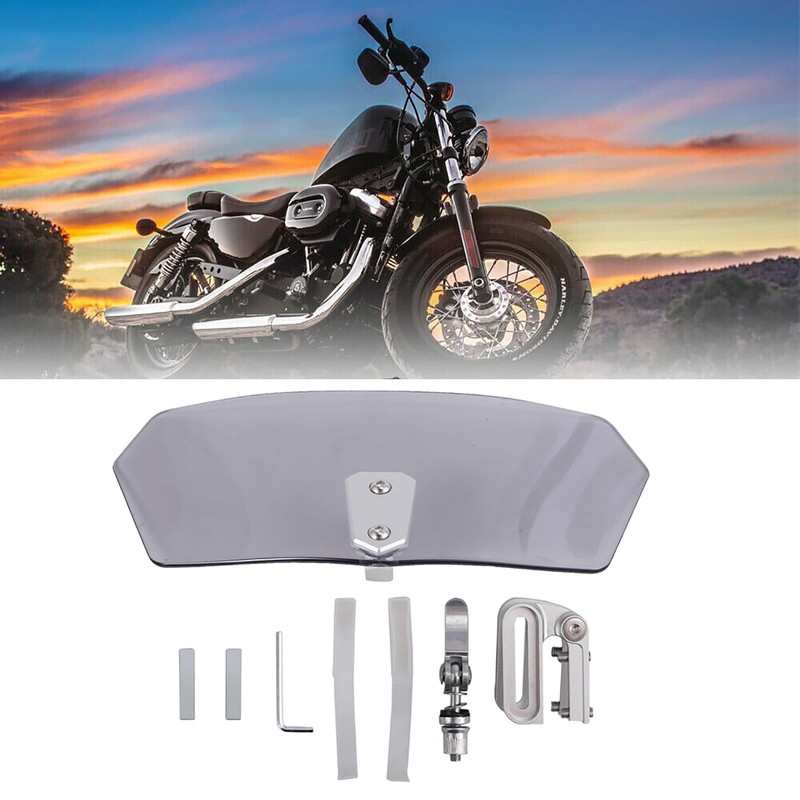 Bohaner Motorcycle Windscreen Smoke Wind Deflector Clip-on Wind Shield Attachment