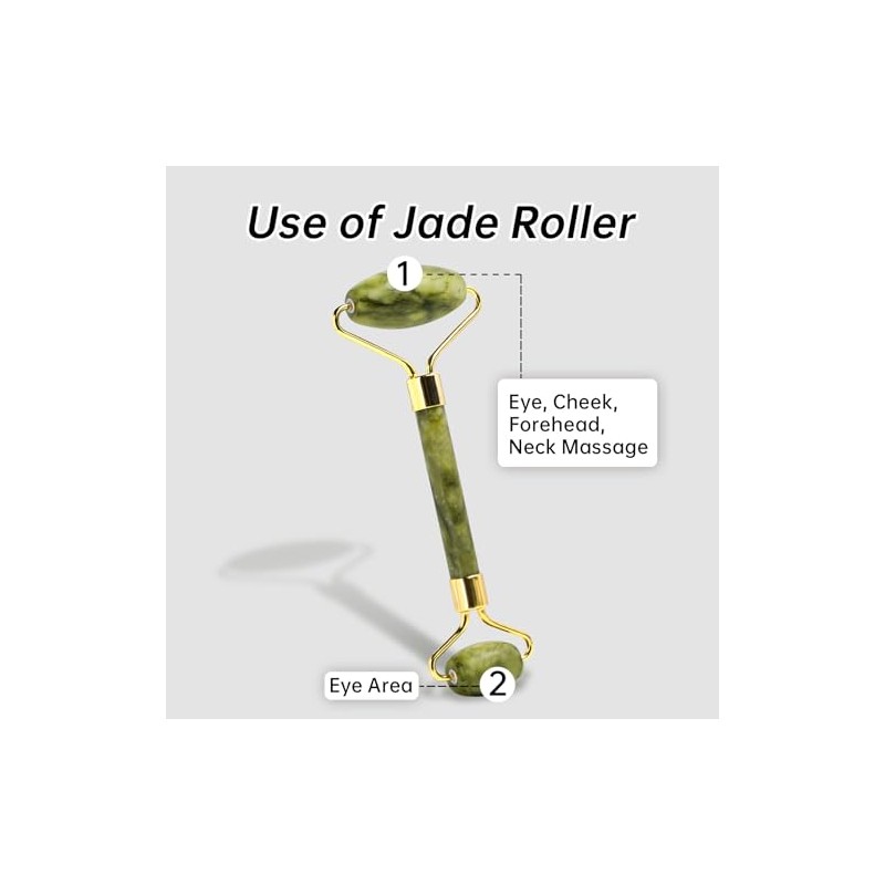 Jade Gua Sha y rodillo facial, juego de herramientas faciales