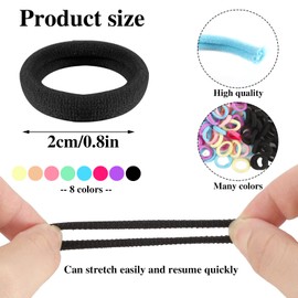 200Pcs Baby Hair Ties, 2cm Seamless Cotton Toddler Hair Ties Small Multicolor Hair Ties Elastics Hair Bands Hair Accessories for Kids Girls