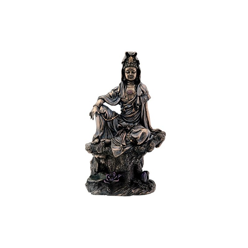 7 Inch Bronze Water and Moon Kuan Yin Buddhism Statue