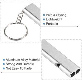 Emergency Whistles, 2 PCS Loud Safety Survival Whistles with Carabiner and Lanyard for Outdoor Hiking, Hunting, Camping, Fishing, Kayaking (A-Silver+Silver)