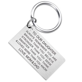 TGCNQ Our Daughter Gifts from Mom and Dad, Inspirational Key Ring You are Braver Loved than You Believe Keychain