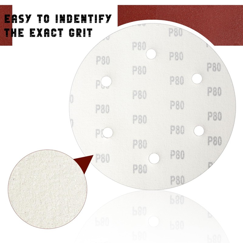 9 Inch 6 Hole Sanding Disc, GOH DODD 80 Grit