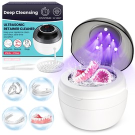 BOOPNEW Ultrasonic Retainer Cleaner Machine, Denture Dome for Cleaning Dentures, Mouth Guard, Night Guard, Aligner, Jewelry, 45kHz 250ML UV Ultrasonic Denture cleaner Ultra Sonic Cleaner for Retainers