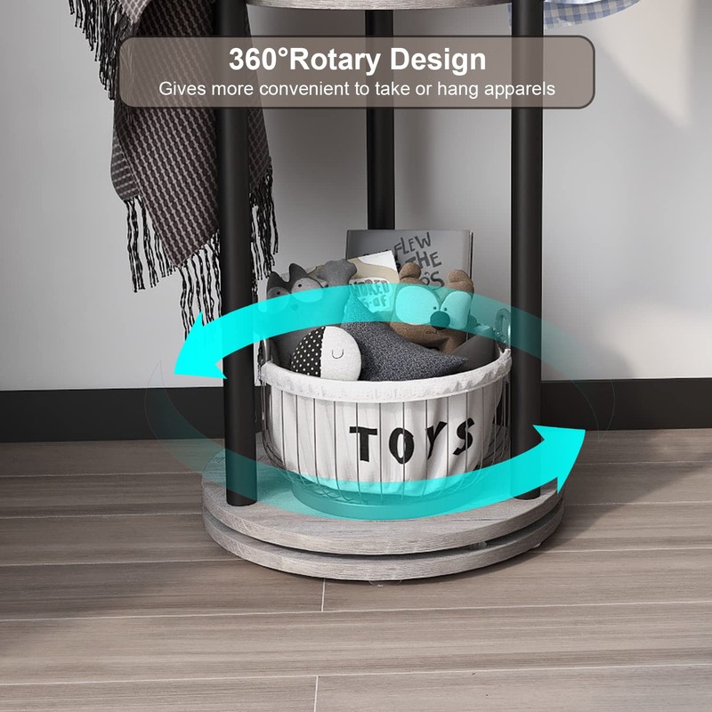 Espelism Rotary Coat Rack Freestanding Metal Coat Hall Tree Stand