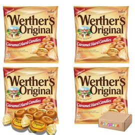 Werther's Original Hard Caramel Candy – 4 Bags (2.65oz Each) – Classic Creamy & Buttery Caramel Flavor – Individually Wrapped for Freshness – Perfect for Snacking & Sharing