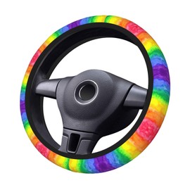 Rainbow Wash Car Steering Wheel Cover - Universal 15 inch Car Accessory for Diverse Car, Durable Protector Cover with Anti-Slip Lining, for Women Man Fit SUV,Van,Truck Interior Accessories