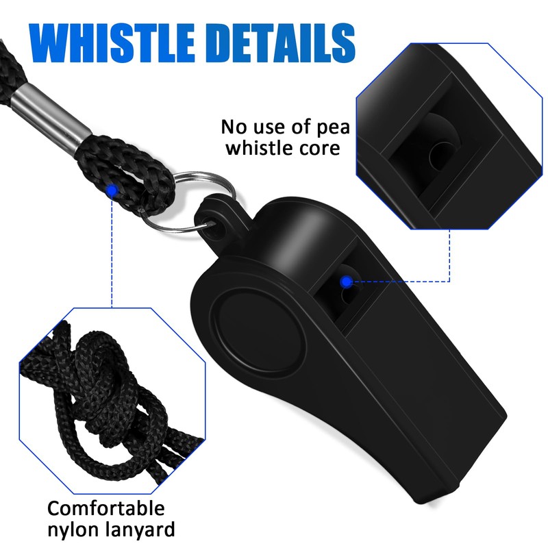 Flutesan 48 Pcs 48 Pcs Plastic Whistles Bulk with Lanyard