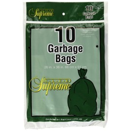 Club Supreme Large Drawstring Trash Bags - Outdoor Garbage Bags With Ties 10 Units - 26 x 36 in/66 x 91 cm - 21 gallons / 80 Liters