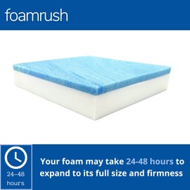 FoamRush 2" x 18" x 18" Cool Gel Memory Foam Upholstery Square Cushion Medium Firm (Chair & Wheelchair Seat Cushion Replacement, Square Foam Dining Chairs, Couch, Sofa, Rubber Padding)