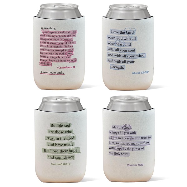 CEBTHN 4 Pack Christian Bible Verse Reusable Neoprene Insulator Cup