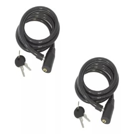 Windsor Paquete De 2 Candados Cable Acero De 2 Metros Forro Plastico Color Negro