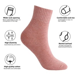 GERINLY Womens Crew Socks Thermal Winter Socks Ankle Cotton Cute Breathable Casual Socks Solid Color 10 Pairs (Solid-darkcolor)