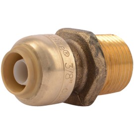SharkBite 3/8 Inch (1/2 Inch OD) x 1/2 Inch MNPT Reducing Adapter, Push to Connect Brass Plumbing Fitting, PEX Pipe, Copper, CPVC, PE-RT, HDPE, U118LFA