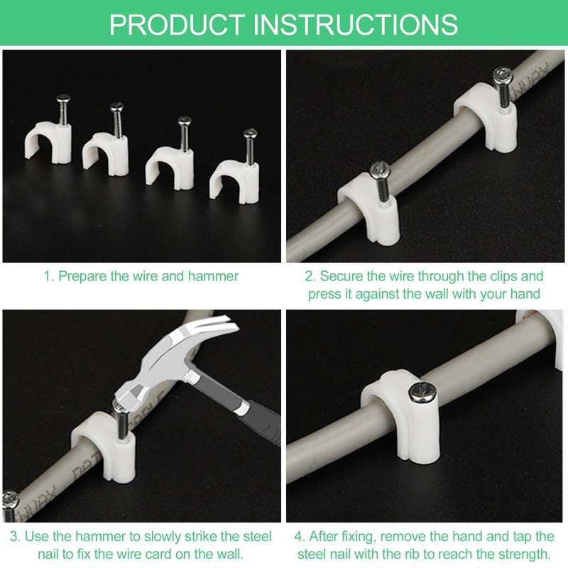 Chiluxendo Pack of 500 Round Cable Holders + 200 Square