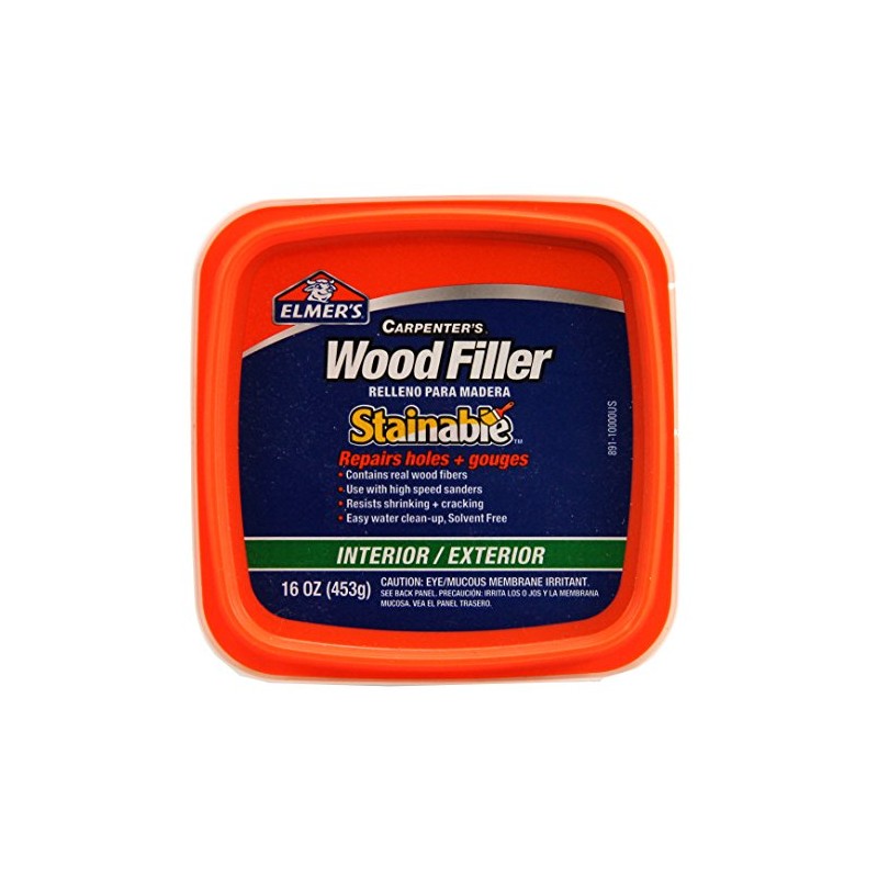 Elmer's E891 Carpenter's Stainable Wood Filler, 1 Pt Tub, 12-24,