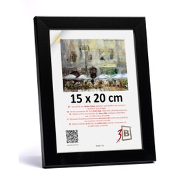3-B HIT Picture Frame Black 15 x 20 cm Wooden Frame Photo Frame Portrait Frame with Acrylic Glass