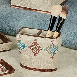 Bandera Collection - Brush Holder - Multi Warm - Southwestern Style - Decorative Bathroom Accessories - Luxury Accessory for Restroom Toothbrush Holder
