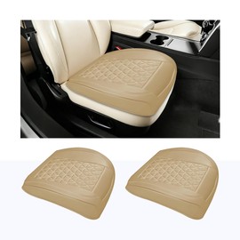 2 Pack 20.47 x 20.87 Inch PU Leather Front Seat Covers, Beige