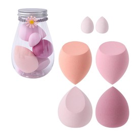 HAPVITAL Makeup Sponge, Set of 6, Multi-functional Makeup Puff Foundation Sponge, Wet and Dry Sponge Puff Multi-functional Makeup Sponge Puff Wet and Dry Puff Beauty Egg Diagonal Cut (Pink)