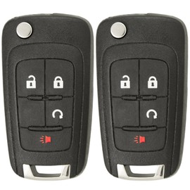 Keyless2Go Replacement Keyless Remote 4 Button Flip Car Key Fob for OHT01060512 (2 Pack)