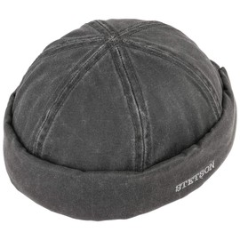 Stetson Old Cotton Docker Hat - Docker Cap Men - Men's Hat Used Look - Cap without Peak - Cotton Hat Spring/Summer - Harbour Hat, black