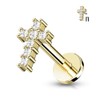 Pierced Owl - 16G Stainless Steel Internally Threaded CZ Crystal