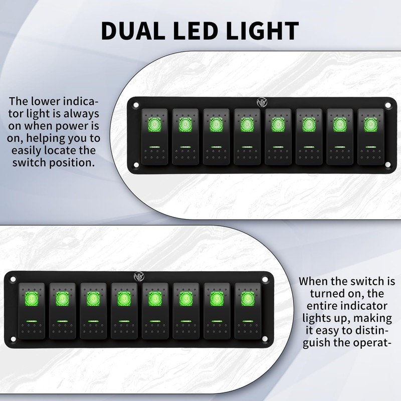 8 Gang Switch Panel 12v 24v Dc Toggle Switch Panel