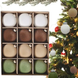 12 PCS Velvet Christmas Ornaments Balls Velvet Ornaments for Christmas Tree 2.36In Flocked Ornaments Balls Xmas Tree Hanging Decorations Set for Holiday Party Home Decor (Prairie Fall)