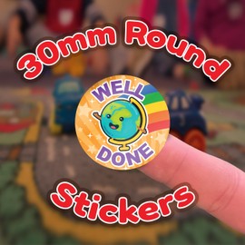 Stone Melon School Reward Stickers 144 Well Done Geography Globe Stickers 30mm Round Awards Nursery Teachers Parents Children Kids