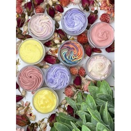 183 Scent Options 1oz Small Sample, Whipped Body Butter Non-Greasy Whipped Natural Shea Butter, Kokum Butter, Cocoa Butter, Mango Butter Body. NO WATER - Scent: Cherry Almond