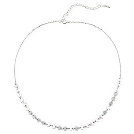 R.Universe Sterling Silver Linked Tiny Disc CHOKER Necklace, 925 Minimalist Dainty Geometric Birthday Best Friend Gift For Her Mum Prom Elegant Everyday Jewellery