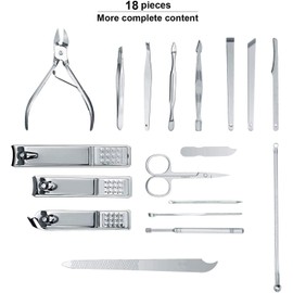 Manicure Set Nail Clippers Pedicure Kit - Stainless Steel Manicure Kit, Professional Grooming Kit, Nail Care Tools with Luxurious Travel Case (18 Pieces)