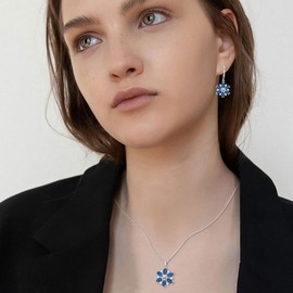 FANZE Snowflake Jewelry Set Cubic Zirconia Elegance Snowflake Necklace Lever Back Dangle Earrings Navy Jewelry Set Trendy Jewelry Gifts for Chrismas/Thanksgiving/Anniversary/Valentine's Day