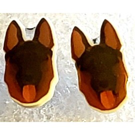 German Shepherd Dog Face Teeny Tiny Flat Acrylic Post Stud Earrings Jewelry