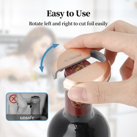 ELMWAY Wine Foil Cutter, Stainless Steel Wine Bottle Foil Cutter, Foil Remover for Wine Bottles, Blade Foil Paper Cutter,Magnetic Foil Cutter Attached to Fridge,Wine Gift for Wine Lovers(Rose Golden)